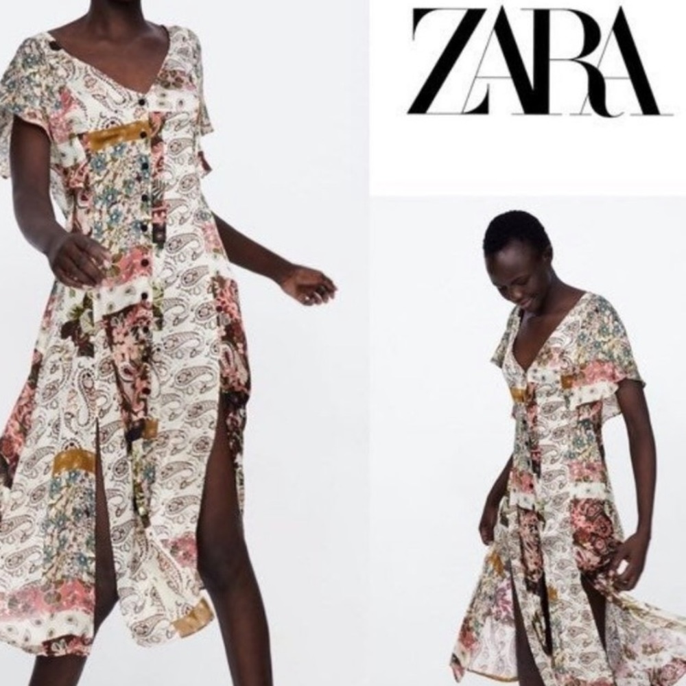 Zara floral patchwork dress